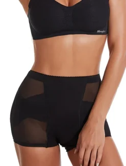 Outlet Women's Scrunch Butt Shorts Shapewear Mesh Plain Short Black Home Outfits Women Shapewear