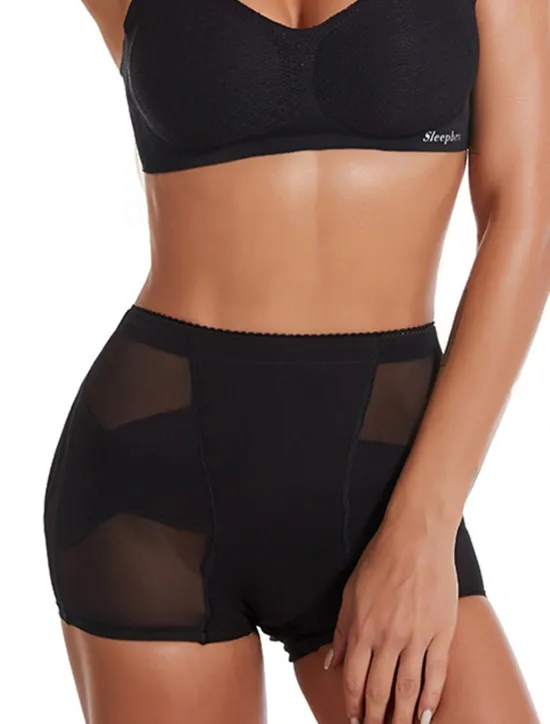 Outlet Women's Scrunch Butt Shorts Shapewear Mesh Plain Short Black Home Outfits Women Shapewear