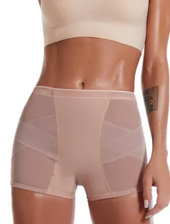 Outlet Women's Scrunch Butt Shorts Shapewear Mesh Plain Short Black Home Outfits Women Shapewear