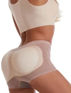 Outlet Women's Scrunch Butt Shorts Shapewear Mesh Plain Short Black Home Outfits Women Shapewear