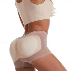Best Women's Scrunch Butt Shorts Shapewear Fashion Casual Short Plain Mesh Patchwork Ruched Butt Lifting Tummy Control Butt Lift Comfort High Elasticity Home Daily Fitness Black Apricot Skinny Women Shapewear