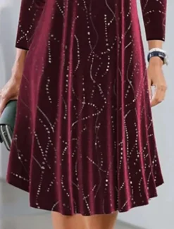 Best Women's Sequin Dress Midi Dress Sequins Casual Scalloped Neck Long Sleeve Color Women Cocktail Dress
