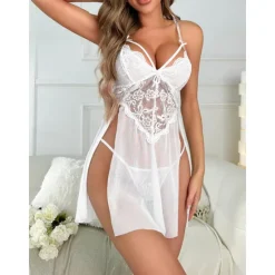 Clearance Women's Sexy Bodies Chemises & Negligees Pure Color Hot See Through Bed Mesh Lace Breathable Straps Sleeveless Backless Summer Spring Home Outfits Women Lingerie