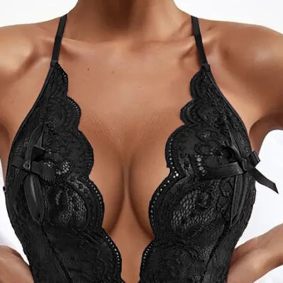 Best Women's Sexy Bodies Teddies & Bodysuits 1 PCS Flower Hot Soft Valentine's Day Bed Spandex Halter Neck Lace Jacquard Summer Spring Home Outfits Women Lingerie