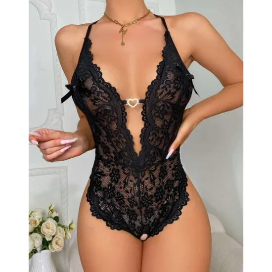 Discount Women's Sexy Bodies Teddies & Bodysuits Pure Color Lovers Hot Home Valentine's Day Bed Spandex Breathable Plunging Neck Sleeveless Backless Summer Spring Home Outfits Women Lingerie