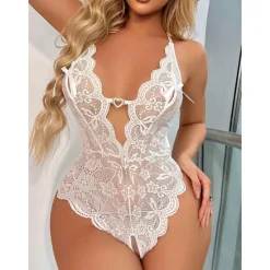 Discount Women's Sexy Bodies Teddies & Bodysuits Pure Color Lovers Hot Home Valentine's Day Bed Spandex Breathable Plunging Neck Sleeveless Backless Summer Spring Home Outfits Women Lingerie