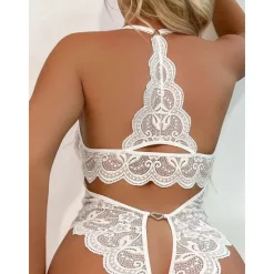 Discount Women's Sexy Bodies Teddies & Bodysuits Pure Color Lovers Hot Home Valentine's Day Bed Spandex Breathable Plunging Neck Sleeveless Backless Summer Spring Home Outfits Women Lingerie