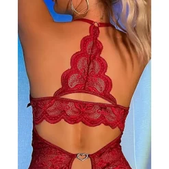 Discount Women's Sexy Bodies Teddies & Bodysuits Pure Color Lovers Hot Home Valentine's Day Bed Spandex Breathable Plunging Neck Sleeveless Backless Summer Spring Home Outfits Women Lingerie