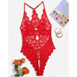 Discount Women's Sexy Bodies Teddies & Bodysuits Pure Color Lovers Hot Home Valentine's Day Bed Spandex Breathable Plunging Neck Sleeveless Backless Summer Spring Home Outfits Women Lingerie