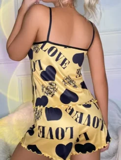 Outlet Women'S Sexy Camisole Pajama Print Alphabet Homewear Set Home Outfits Women Lingerie