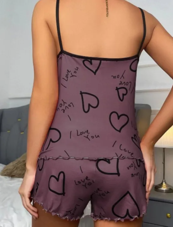 Outlet Women'S Sexy Camisole Pajama Print Alphabet Homewear Set Home Outfits Women Lingerie