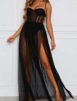 Clearance Women's Sexy Lingerie Chemises & Negligees Dress Pure Color Ultra Slim Hot Comfort Home Bed Vacation Mesh Breathable Straps Sleeveless Backless Summer Spring Home Outfits Women Sleepwear|Lingerie