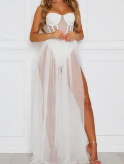 Clearance Women's Sexy Lingerie Chemises & Negligees Dress Pure Color Ultra Slim Hot Comfort Home Bed Vacation Mesh Breathable Straps Sleeveless Backless Summer Spring Home Outfits Women Sleepwear|Lingerie