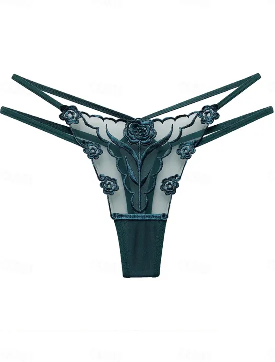 Hot Women's Sexy Lingerie Panties Flower Lovers Hot Comfort Home Valentine's Day Bed Nylon Breathable Embroidery Hole Summer Spring Home Outfits Women Lingerie