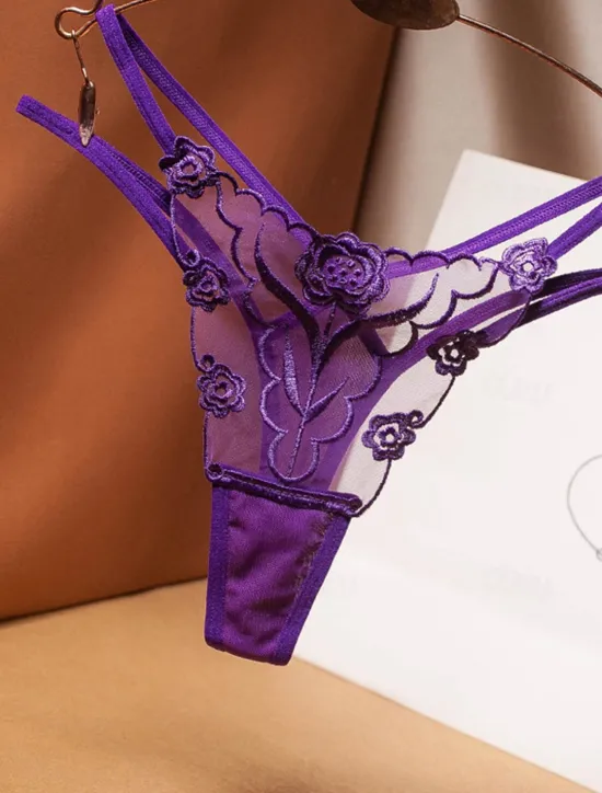 Hot Women's Sexy Lingerie Panties Flower Lovers Hot Comfort Home Valentine's Day Bed Nylon Breathable Embroidery Hole Summer Spring Home Outfits Women Lingerie