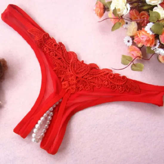 Hot Women's Sexy Lingerie Panties Pure Color Basic Party Bed Valentine's Day Hole Fall Winter Red Home Outfits Women Lingerie