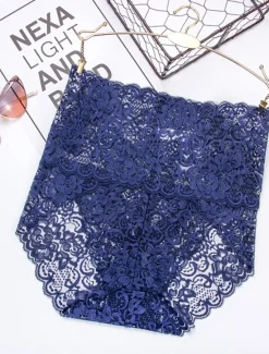 Discount Women's Sexy Panties Brief Underwear 1 PC Underwear Sexy Comfort Lace Pure Color PU High Waist Sexy Green Black Purple M L XL Home Outfits Women Lingerie