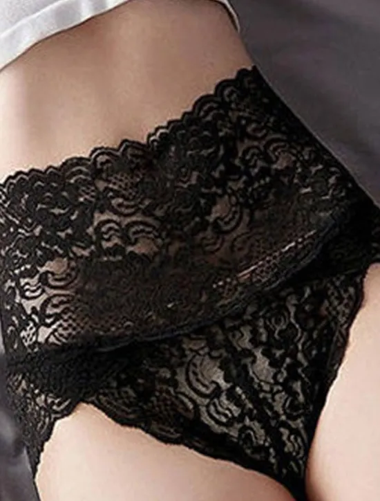 Discount Women's Sexy Panties Brief Underwear 1 PC Underwear Sexy Comfort Lace Pure Color PU High Waist Sexy Green Black Purple M L XL Home Outfits Women Lingerie