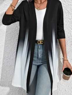 Hot Women's Shacket Breathable Comfortable Patchwork Fashion Color Gradient Outdoor Street Long Crewneck Regular Fit Long Sleeve Outerwear Black Purple Green Spring Fall Women Jackets