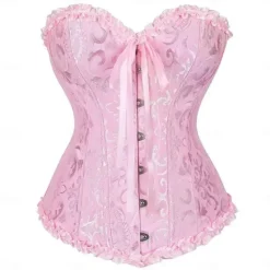 Discount Women's Shapewear Pure Color Corsets Punk & Gothic Carnival Date Club Lace Breathable Bandeau Short Sleeve Summer Spring Home Outfits Women Shapewear