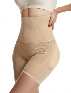 Online Women's Shapewear Shapewear Short High Waist Plain Elastic Waistband Soft Comfortable Stretchy Yoga Cuticolor Black Summer Spring Slim Fit Women Leggings
