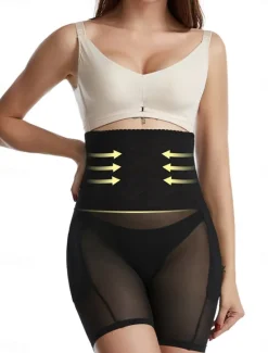 Online Women's Shapewear Shapewear Short High Waist Plain Elastic Waistband Soft Comfortable Stretchy Yoga Cuticolor Black Summer Spring Slim Fit Women Leggings