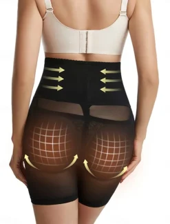 Online Women's Shapewear Shapewear Short High Waist Plain Elastic Waistband Soft Comfortable Stretchy Yoga Cuticolor Black Summer Spring Slim Fit Women Leggings