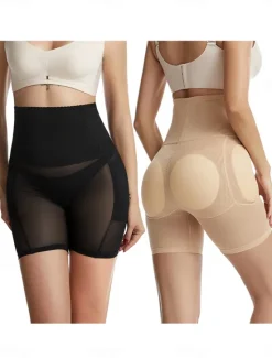 Online Women's Shapewear Shapewear Short High Waist Plain Elastic Waistband Soft Comfortable Stretchy Yoga Cuticolor Black Summer Spring Slim Fit Women Leggings