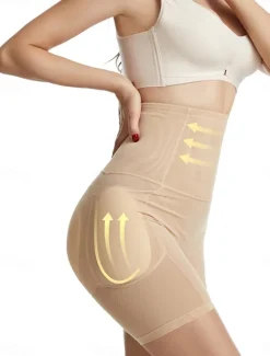 Online Women's Shapewear Shapewear Short High Waist Plain Elastic Waistband Soft Comfortable Stretchy Yoga Cuticolor Black Summer Spring Slim Fit Women Leggings