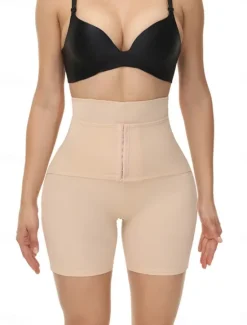 Discount Women's Shapewear Waist Trainer Sport Pure Color Elastic Waist Shorts Daily Sleeveless Black Beige Summer Spring Fall Winter Women Shapewear