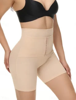 Discount Women's Shapewear Waist Trainer Sport Pure Color Elastic Waist Shorts Daily Sleeveless Black Beige Summer Spring Fall Winter Women Shapewear
