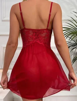 New Women's Sheath Dress Lace Mini Dress Sexy Lace Mesh Solid Colored Strap Party Black White Spring Summer L Women Lingerie
