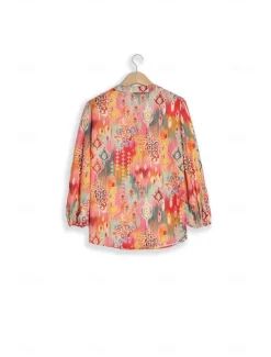 Discount Women's Shirt Basic Buttons Print Long Sleeve Regular Tops Casual Pink Blue Green Spring Fall Women Spring Tops