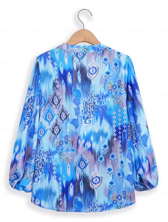 Discount Women's Shirt Basic Buttons Print Long Sleeve Regular Tops Casual Pink Blue Green Spring Fall Women Spring Tops