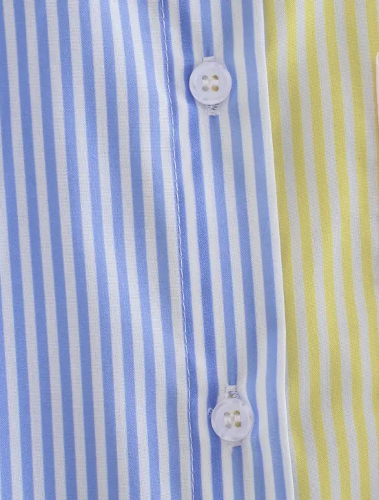 Online Women's Shirt Blouse Casual Color Block Striped Buttons Pocket Print Long Sleeve Regular Tops Shirt Collar Daily Pink Blue Spring & Summer Women Blouses & Shirts