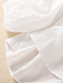 Online Women's Shirt Blouse Cotton Linen Shirts Solid Color Basic Casual Long Sleeve Crew Neck Regular Tops Daily Embroidered White Pink Fuchsia Green Summer Spring Women Shirts
