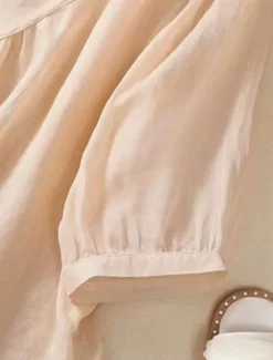 Discount Women's Shirt Blouse Cotton Linen Shirts Solid Color Basic Casual 3/4 Length Sleeve Crew Neck Regular Tops Daily Embroidered White Pink Blue Khaki Summer Spring Women Shirts