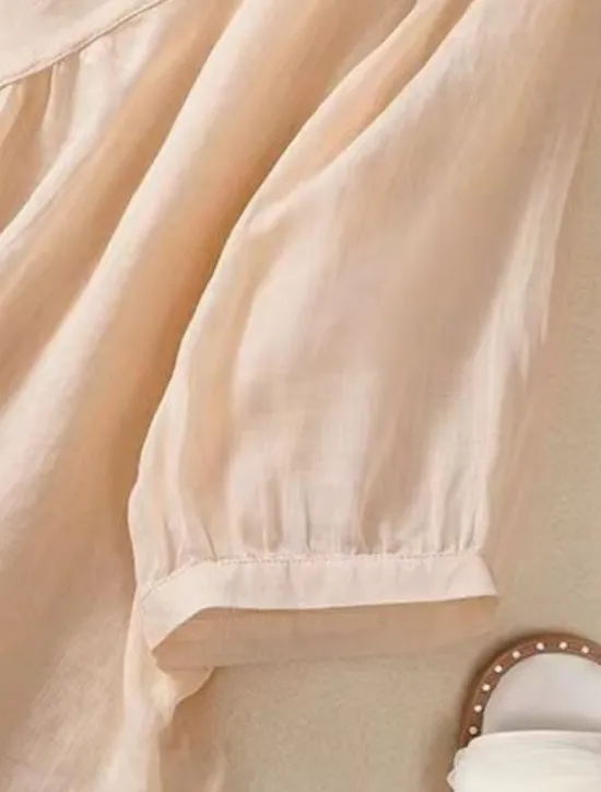 Discount Women's Shirt Blouse Cotton Linen Shirts Solid Color Basic Casual 3/4 Length Sleeve Crew Neck Regular Tops Daily Embroidered White Pink Blue Khaki Summer Spring Women Shirts