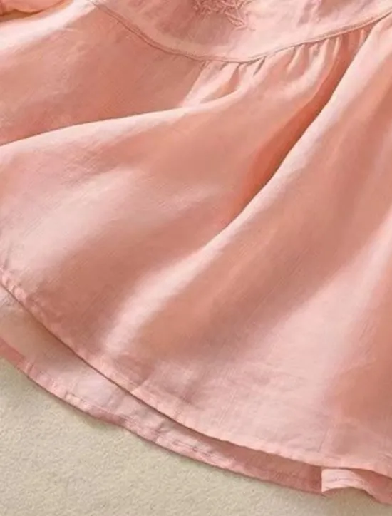 Discount Women's Shirt Blouse Cotton Linen Shirts Solid Color Basic Casual 3/4 Length Sleeve Crew Neck Regular Tops Daily Embroidered White Pink Blue Khaki Summer Spring Women Shirts