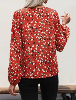 Clearance Women's Shirt Blouse Floral Stylish Casual Long Sleeve V Neck Regular Tops Daily Print Summer Spring Fall Women Blouses & Shirts|T-Shirts