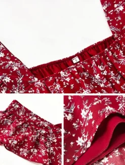 New Women's Shirt Blouse Floral Stylish Casual Short Sleeve Square Neck Regular Tops Daily Ruffle Print Black Yellow Red Beige Summer Women Spring Tops