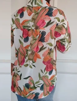 Outlet Women's Shirt Blouse Floral Stylish Casual Long Sleeve Shirt Collar Regular Tops Daily Buttons Print Blue Orange Summer Spring Women Spring Tops