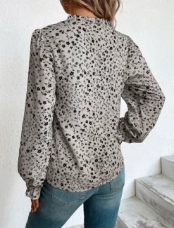 Online Women's Shirt Blouse Floral Stylish Casual Long Sleeve V Neck Regular Tops Daily Print Wine Green Beige Summer Spring Women Spring Tops