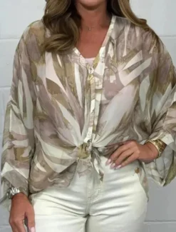 Discount Women's Shirt Blouse Floral Stylish Casual Long Sleeve V Neck Regular Tops Daily Buttons Print Black Red Blue Khaki Spring Fall Women Blouses & Shirts