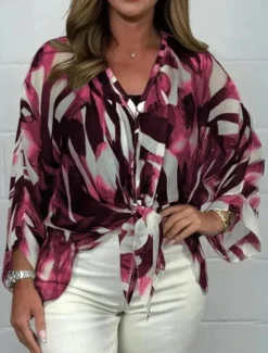 Discount Women's Shirt Blouse Floral Stylish Casual Long Sleeve V Neck Regular Tops Daily Buttons Print Black Red Blue Khaki Spring Fall Women Blouses & Shirts