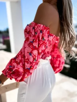New Women's Shirt Blouse Floral Stylish Casual Long Sleeve Strapless Regular Tops Daily Backless Print Black White Red Purple Summer Spring Women Spring Tops|Blouses & Shirts