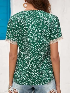 New Women's Shirt Blouse Leopard Stylish Casual Short Sleeve V Neck Regular Tops Daily Print Green Khaki Summer Women Blouses & Shirts|Spring Tops