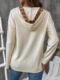 Best Women's Shirt Blouse Plaid Stylish Casual Long Sleeve Hooded Regular Tops Daily Buttons Print Summer Spring Fall Women T-Shirts