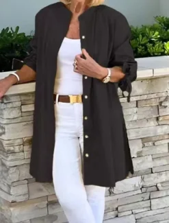 New Women's Shirt Blouse Solid Color Basic Casual Long Sleeve Turtleneck Long Tops Daily Buttons Black Yellow Blue Fall Winter Women Tunic Tops