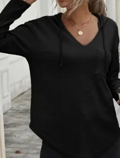 Clearance Women's Shirt Blouse Solid Color Basic Casual Long Sleeve Hooded Regular Tops Daily Black Pink Green Fall Winter Women Hoodies & Sweatshirts